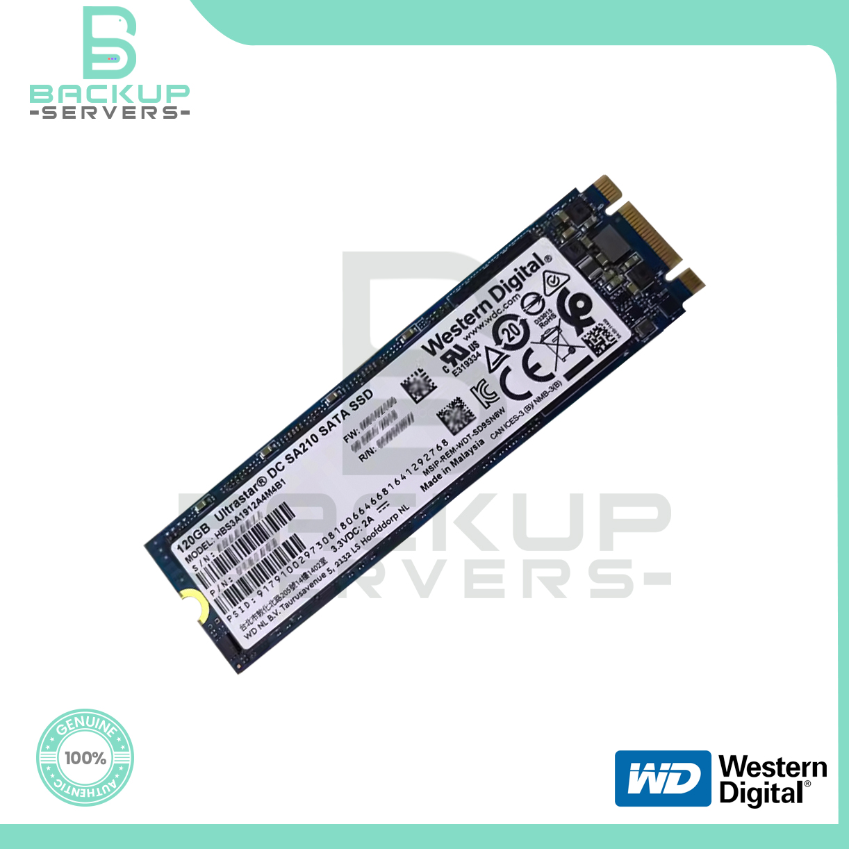 HBS3A1912A4M4B1 Western Digital DC SA210 120GB 6Gbps SATA M.2 2280