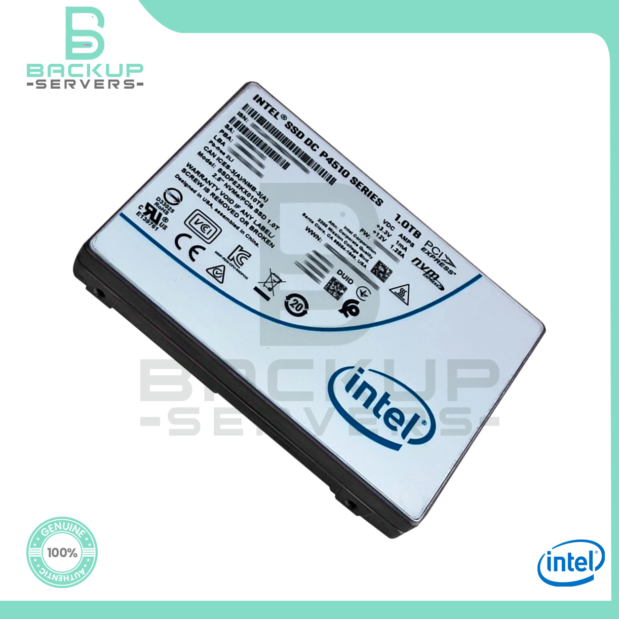 SSDPE2KX010T8 Intel DC P4510 1TB PCI Express 3.1 x4 NVMe TLC 2.5