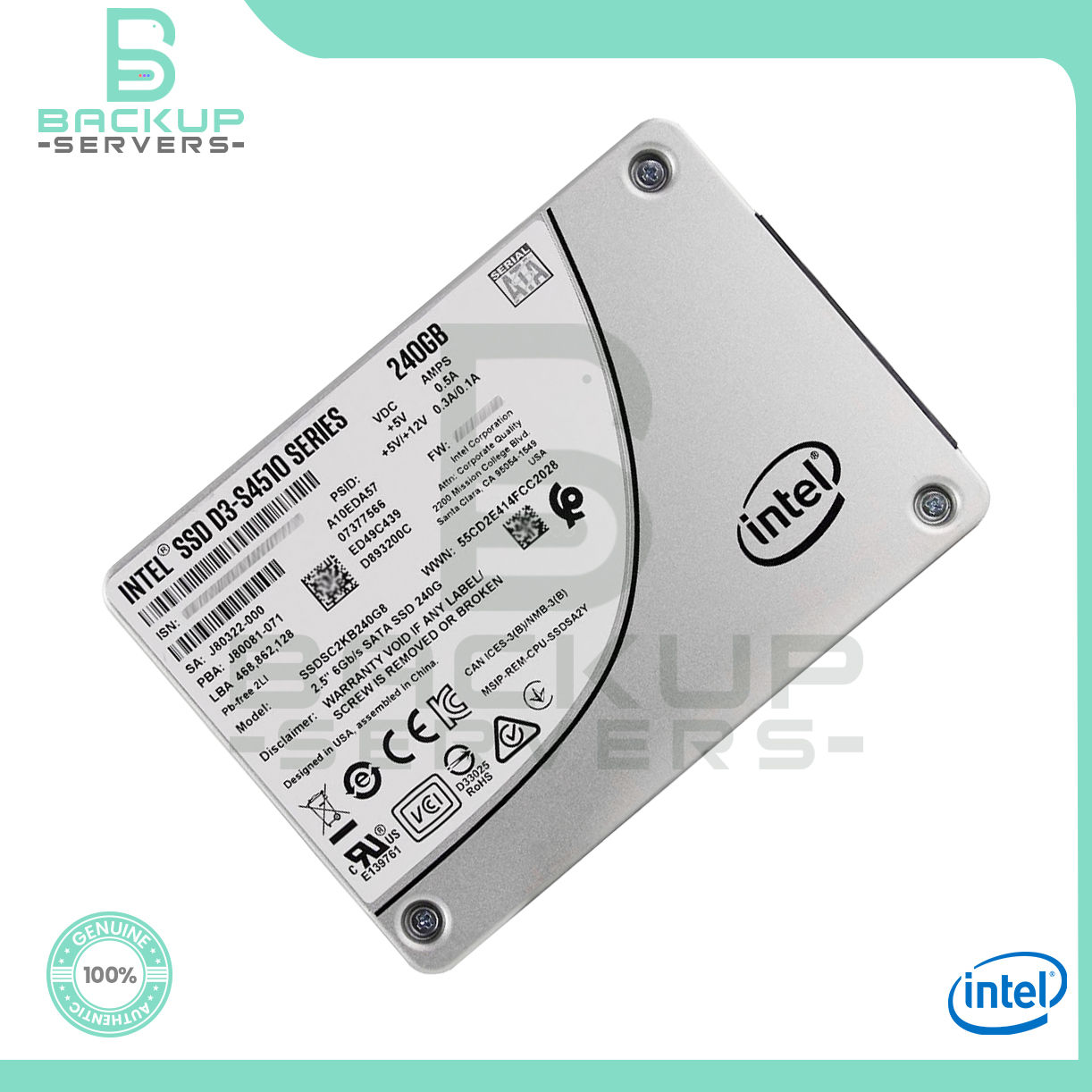 SSDSC2KB240G8 Intel D3-S4510 240GB 6Gbps TLC SATA 2.5
